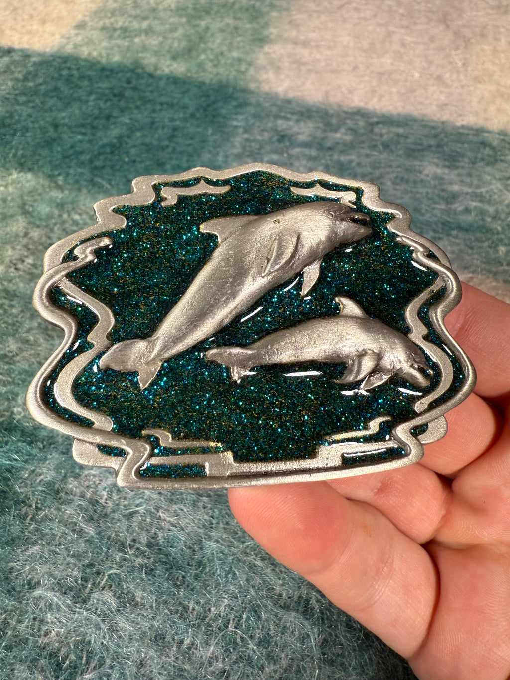 Vintage Dolphins Sparkly Belt Buckle