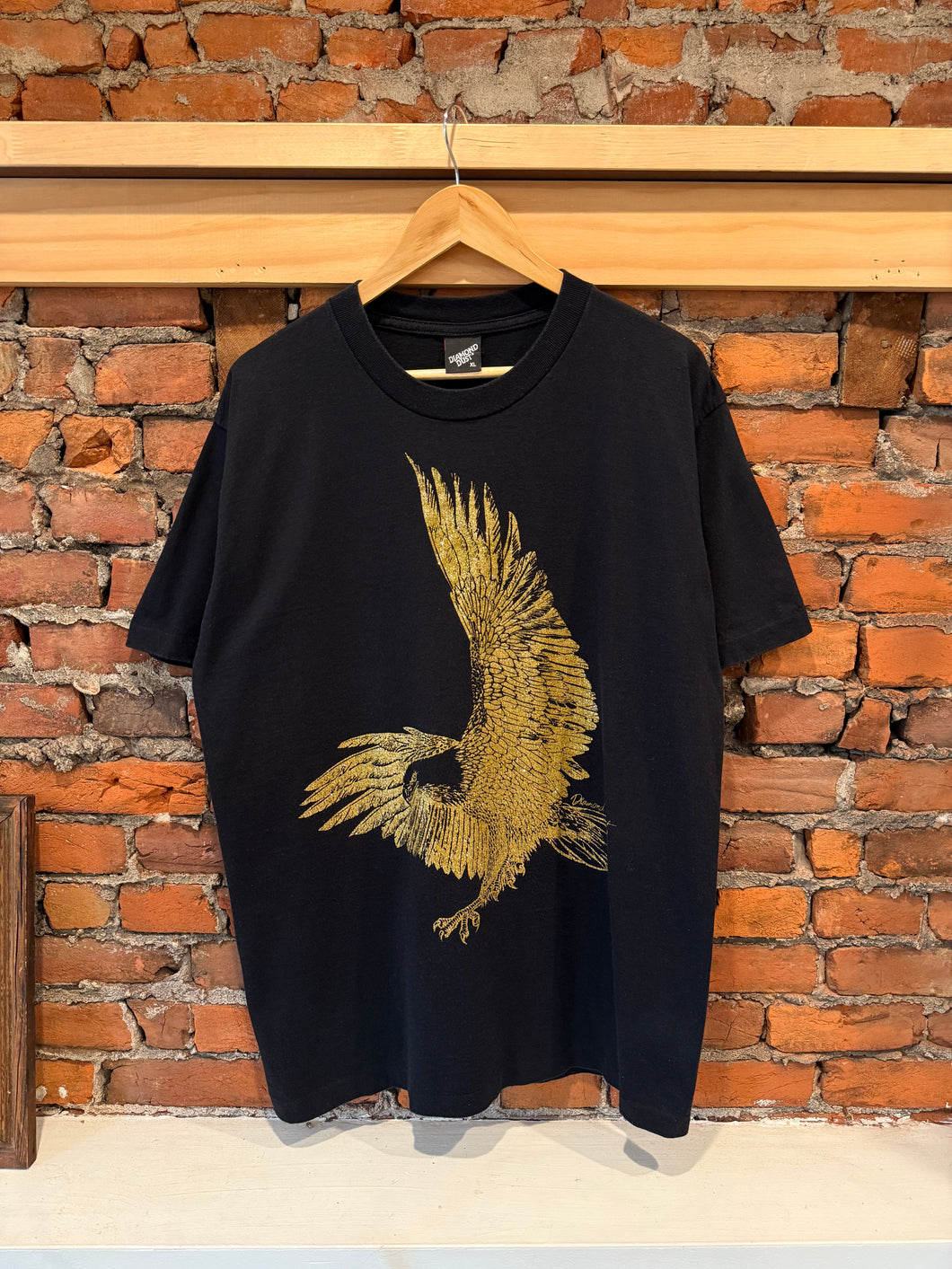 Vintage Diamond Dust Sparkling Gold Eagle Shirt (XL)