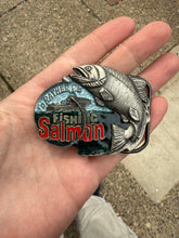 Load image into Gallery viewer, Vintage I’d Rather Be Fishing Salmon Belt Buckle
