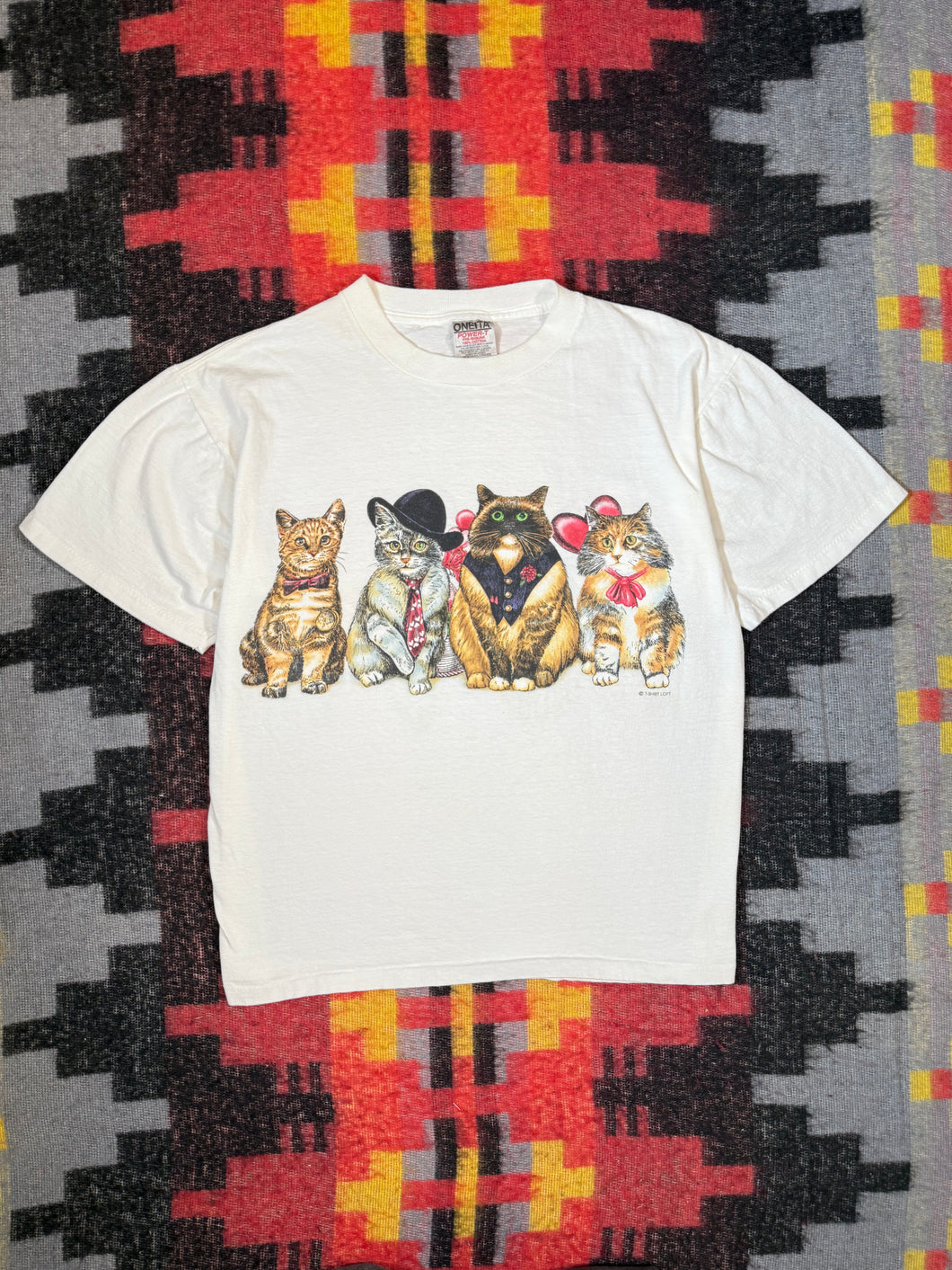 Vintage Cats in Clothes Double Sided Shirt (L)