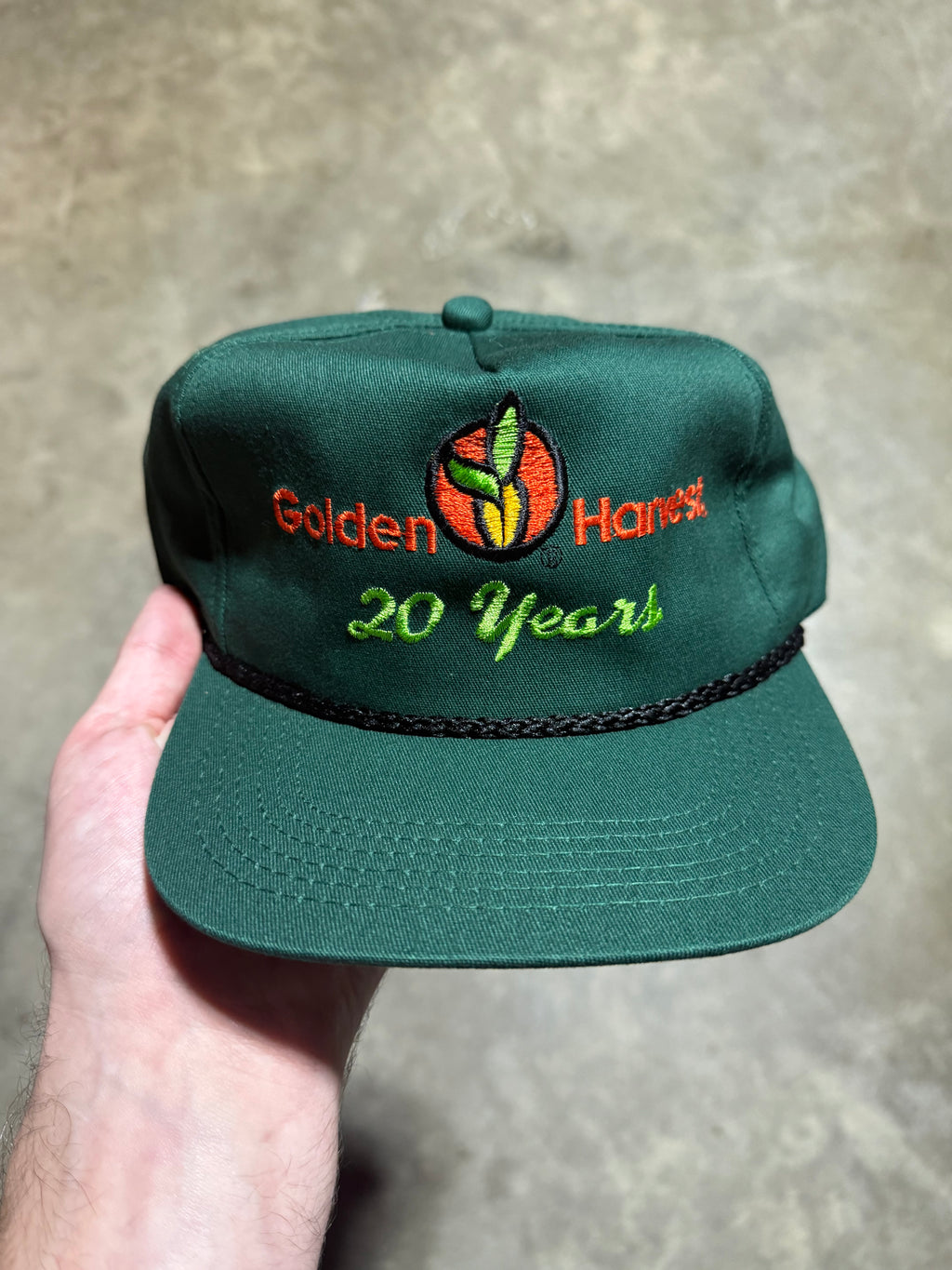 Vintage Golden Harvest 20 Years Embroidered Snapback Hat