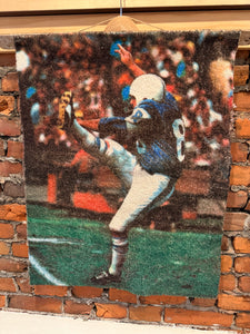 Vintage 70s Sears Football Player Picture Rug