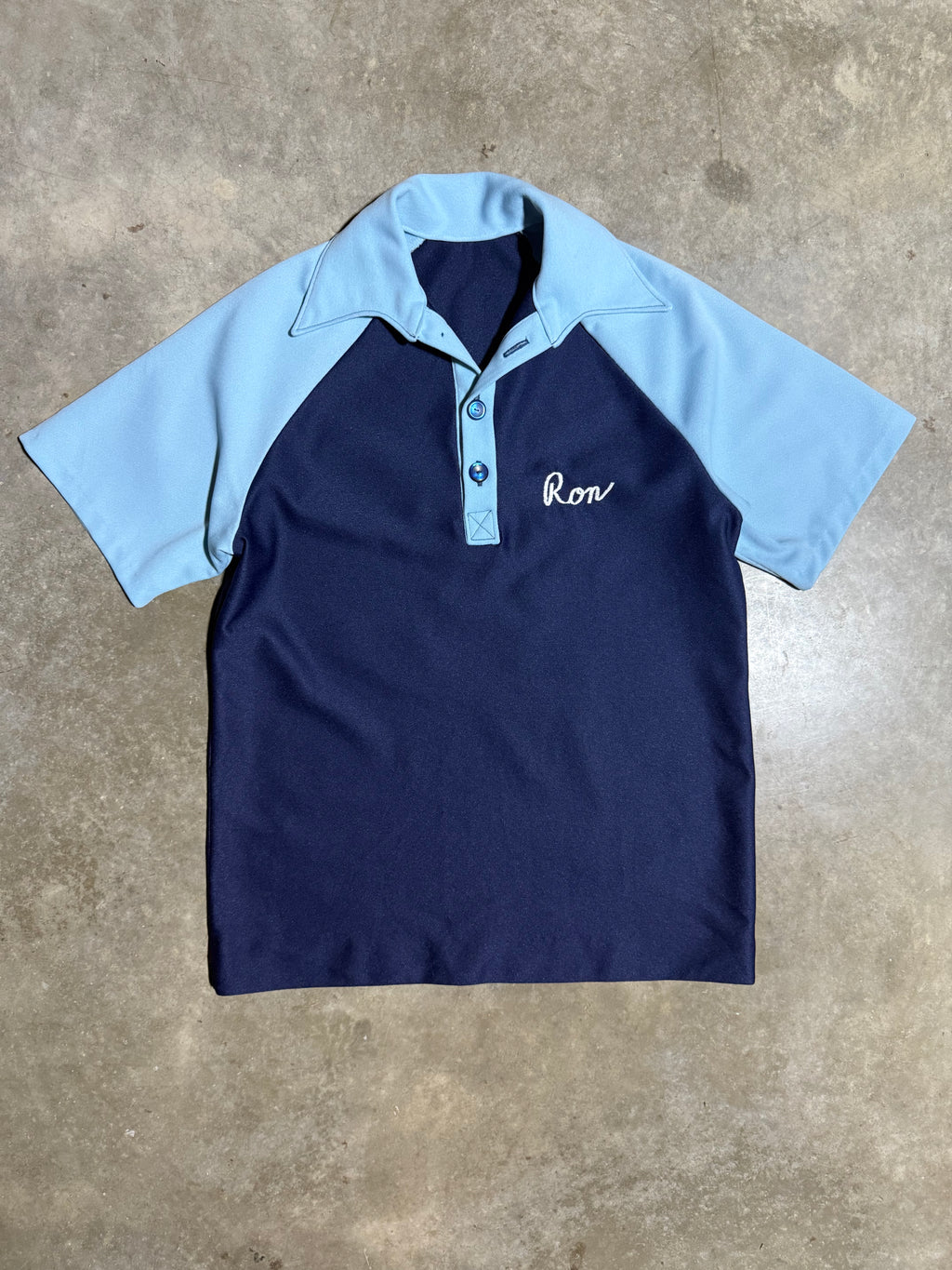 Vintage 70s Ron Roberts Chainstitched Bowling Shirt (M)