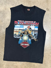 Load image into Gallery viewer, Bloomington Harley Davidson Double Sided Skeleton Cutoff Shirt (L)
