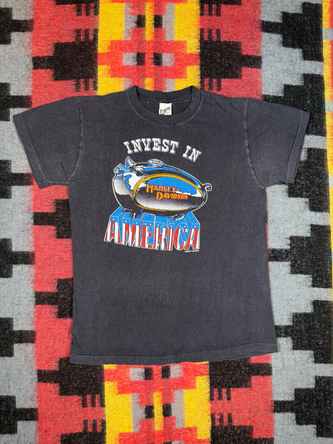 Vintage 80s Harley Davidson Invest in America Shirt (M 19x25)