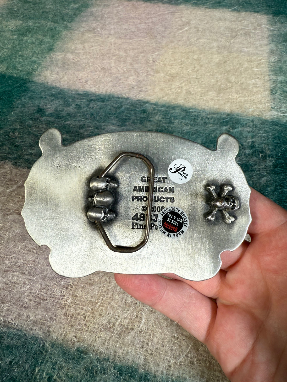 Vintage 2000s Skull Butterfly No Color Belt Buckle