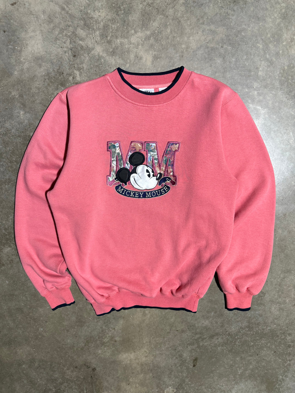 Vintage 90s Mickey Mouse Embroidered Floral Crewneck (M)