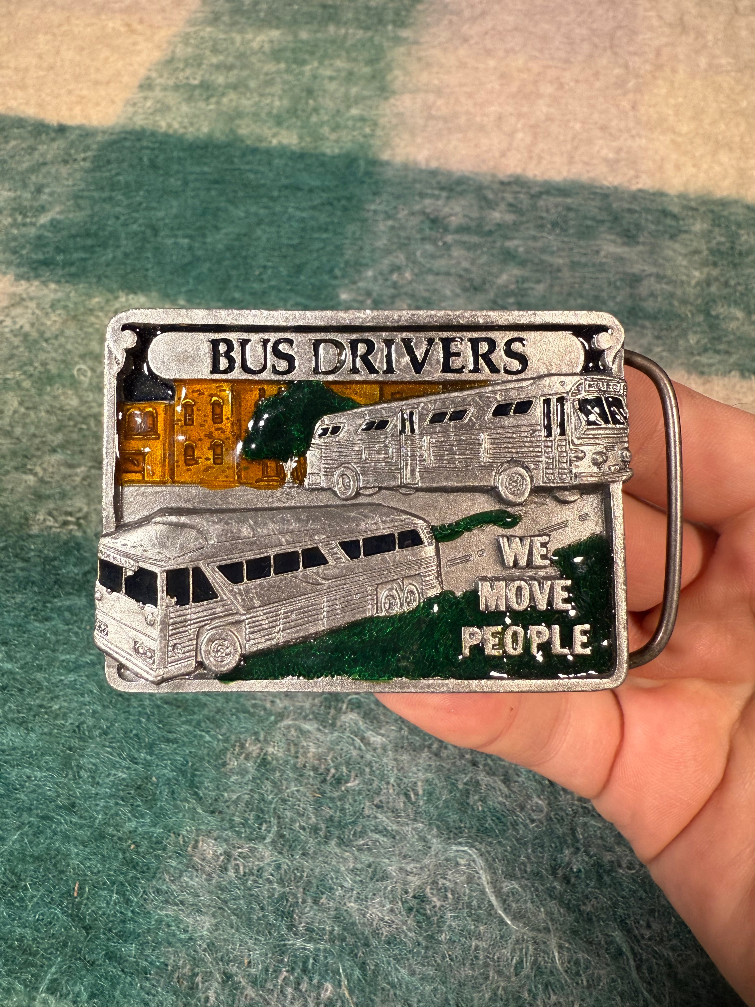 Vintage Bus Drivers We Move People Belt Buckle