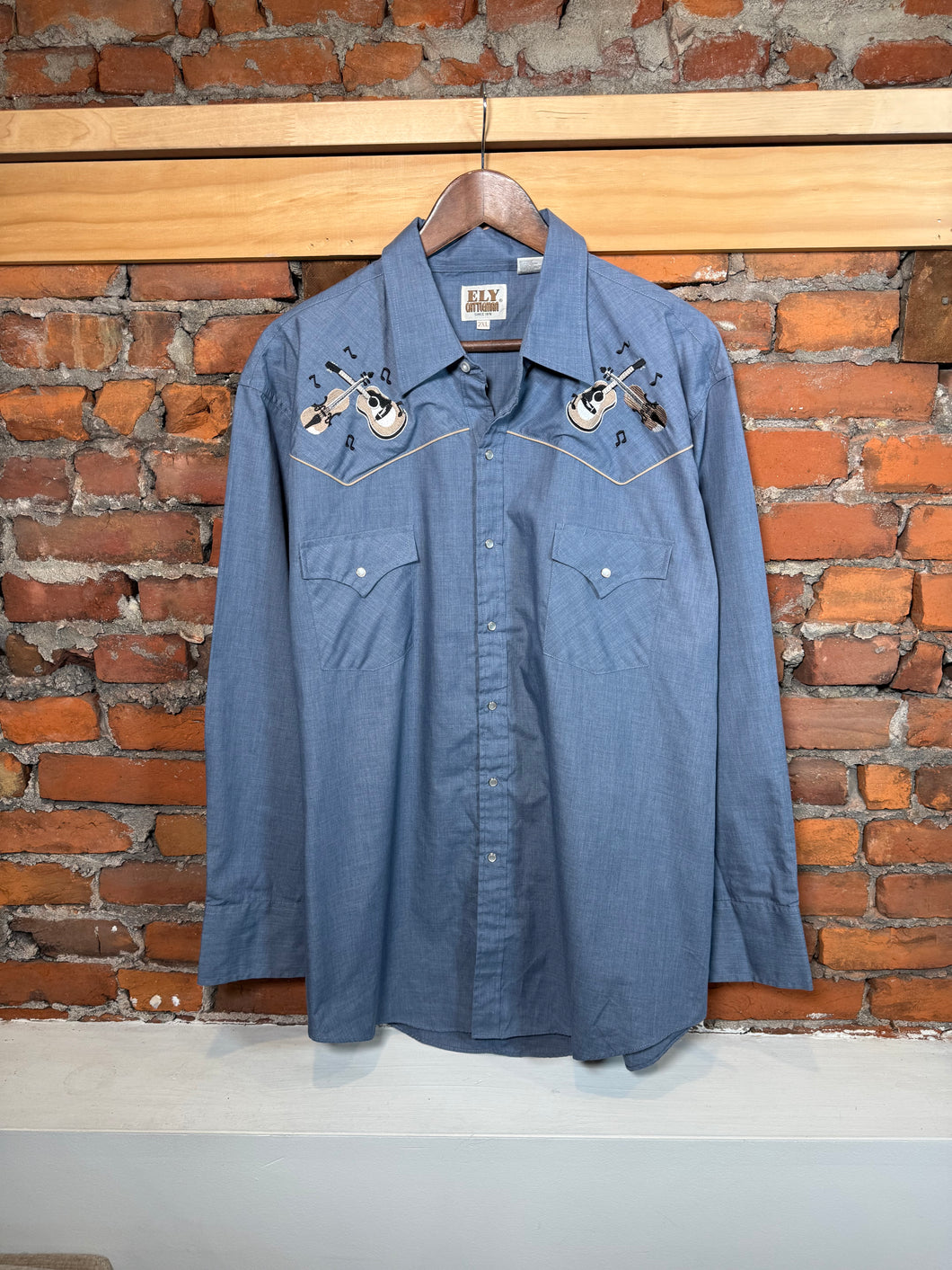Vintage ELY Guitar And Fiddle Western Shirt (2XL)