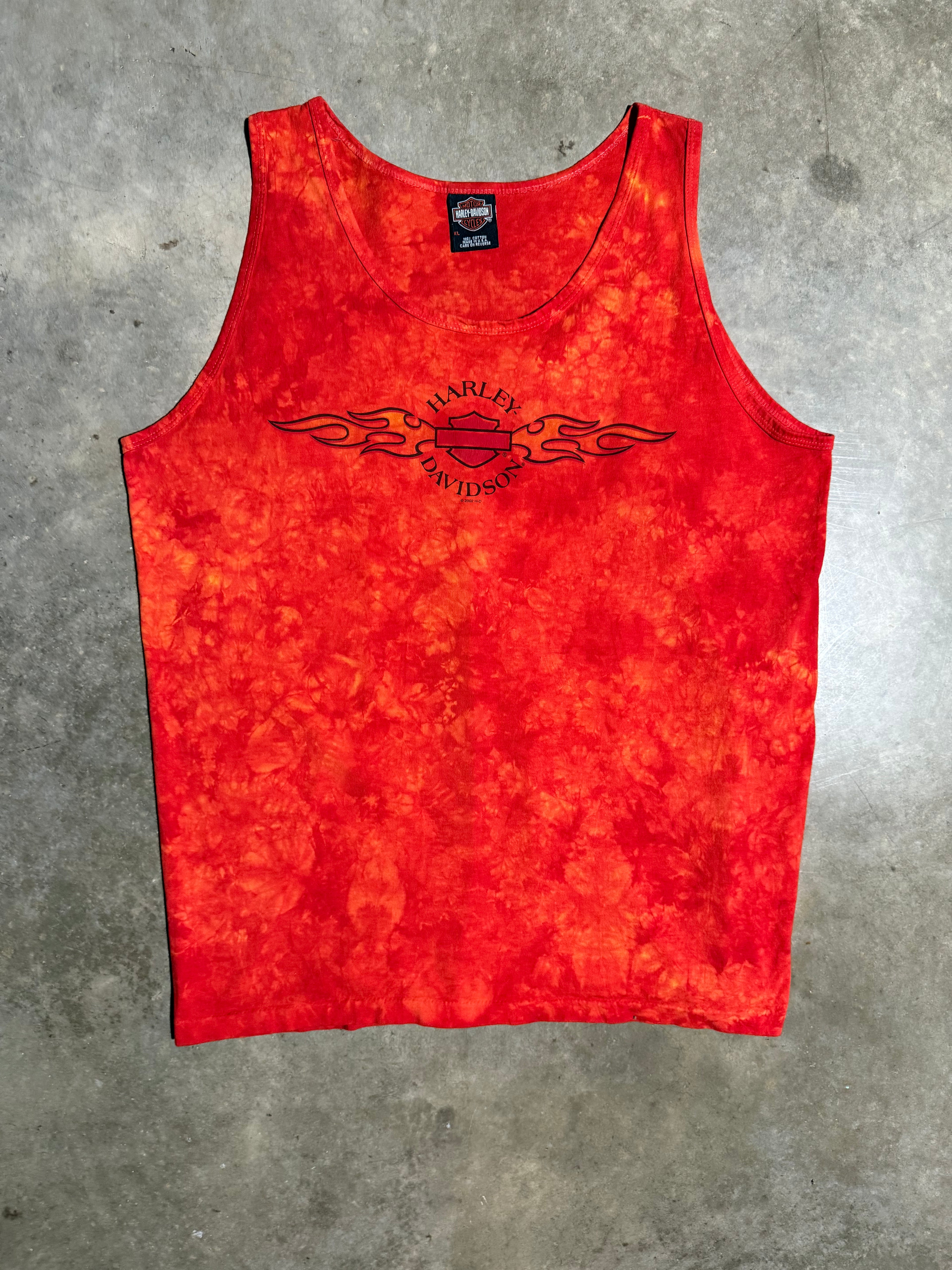 Vintage 2002 Harley Davidson Flames Tank Top (XL)