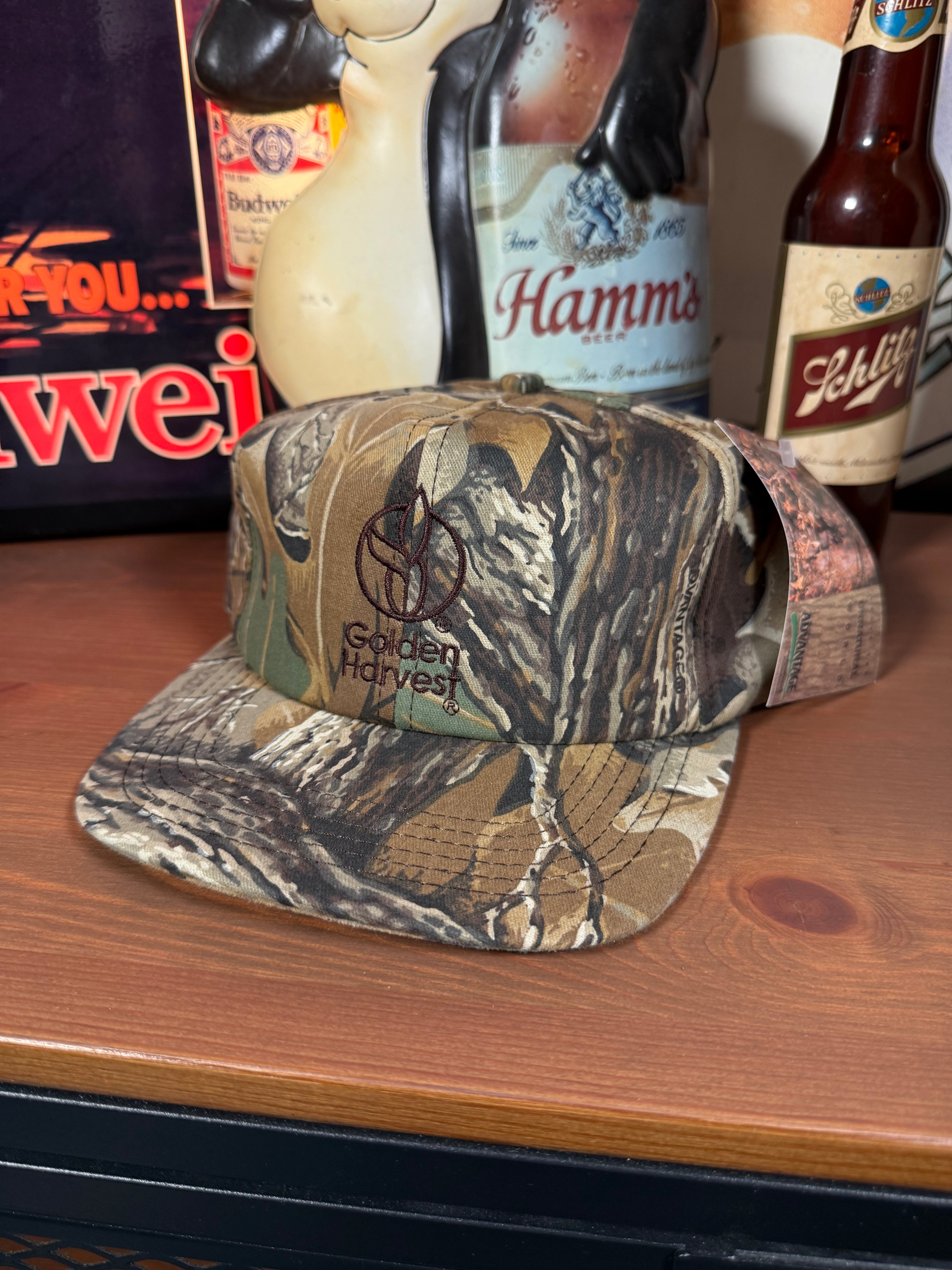 Vintage Golden Harvest Seed K Products Camo Snapback