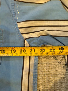 True Vintage Distressed Striped Loop Collar Button Up Shirt (M)