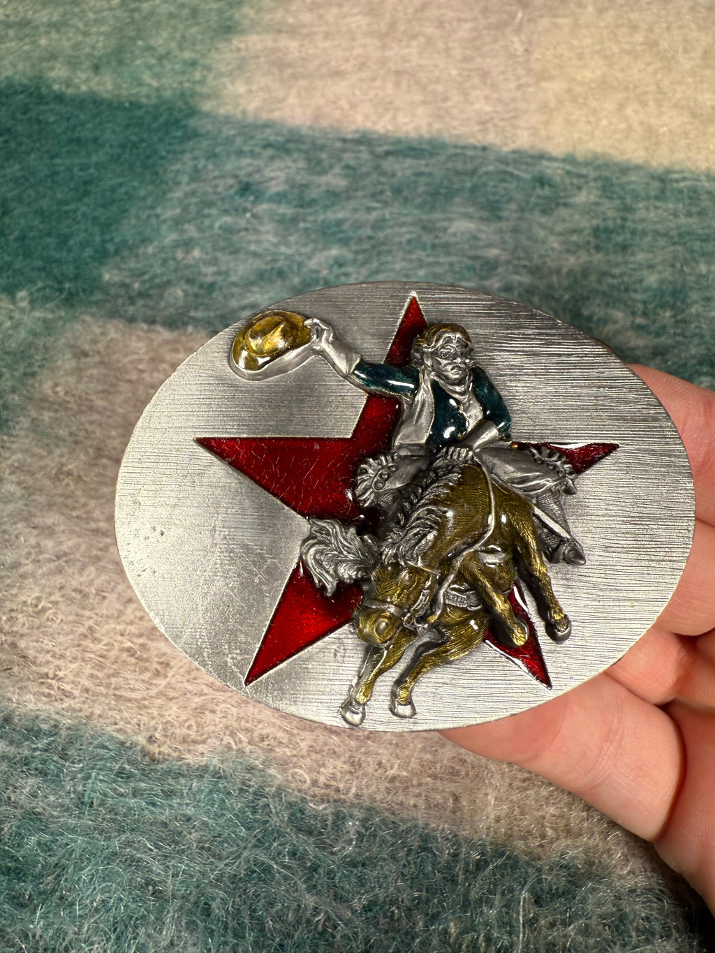 Vintage Rodeo Cowboy Star Belt Buckle