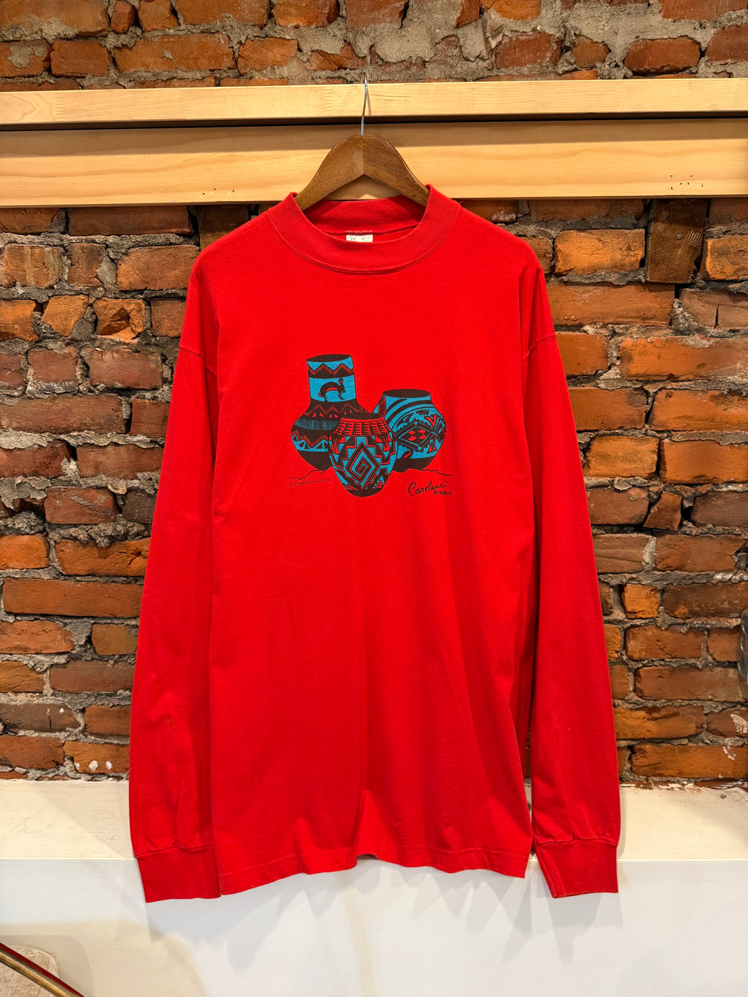 Vintage 1996 Native American Pottery Mock Neck Longsleeve (XXL)