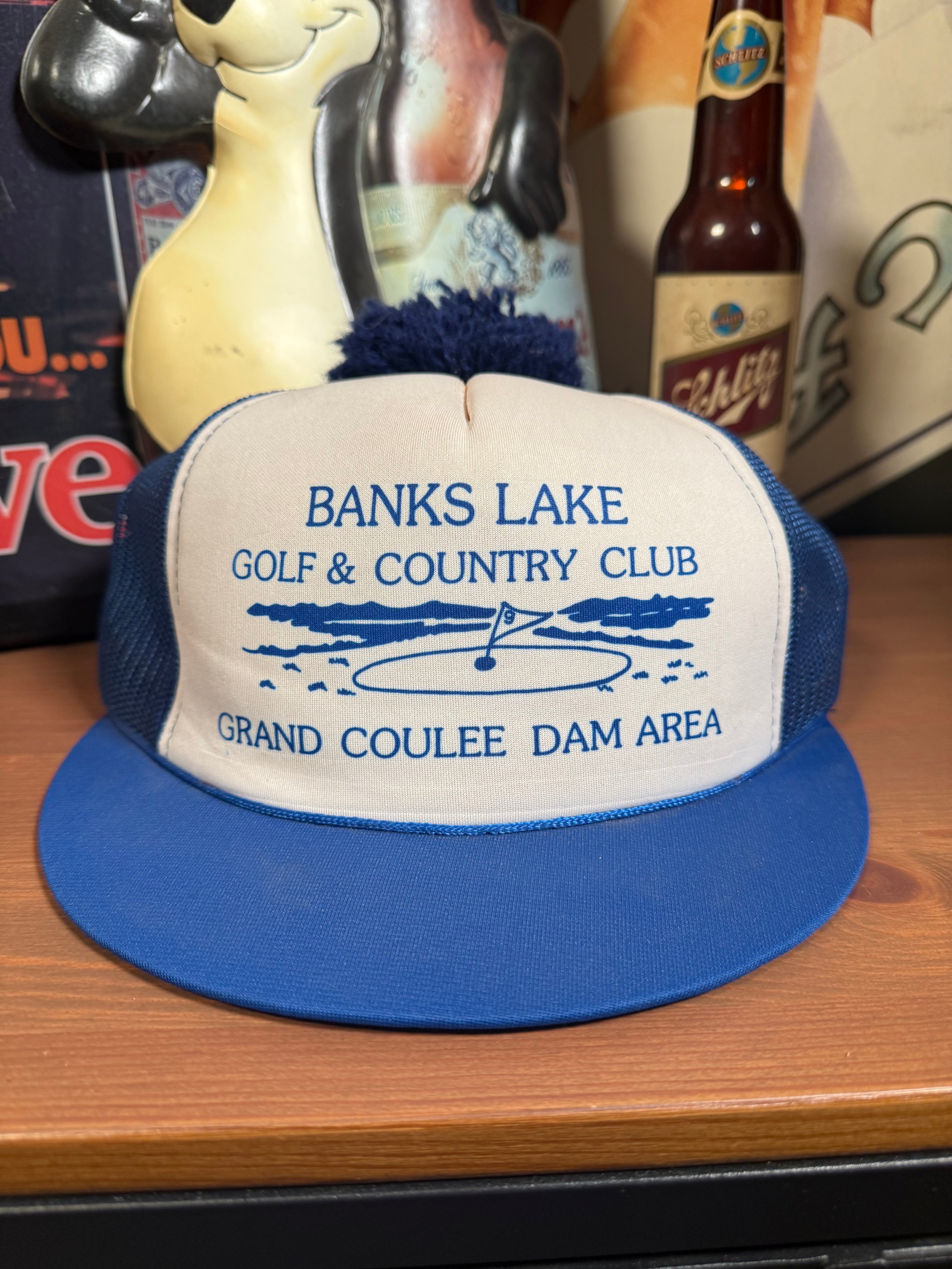 Vintage Banks Lake Golf and Country Club Short Brim Trucker Hat