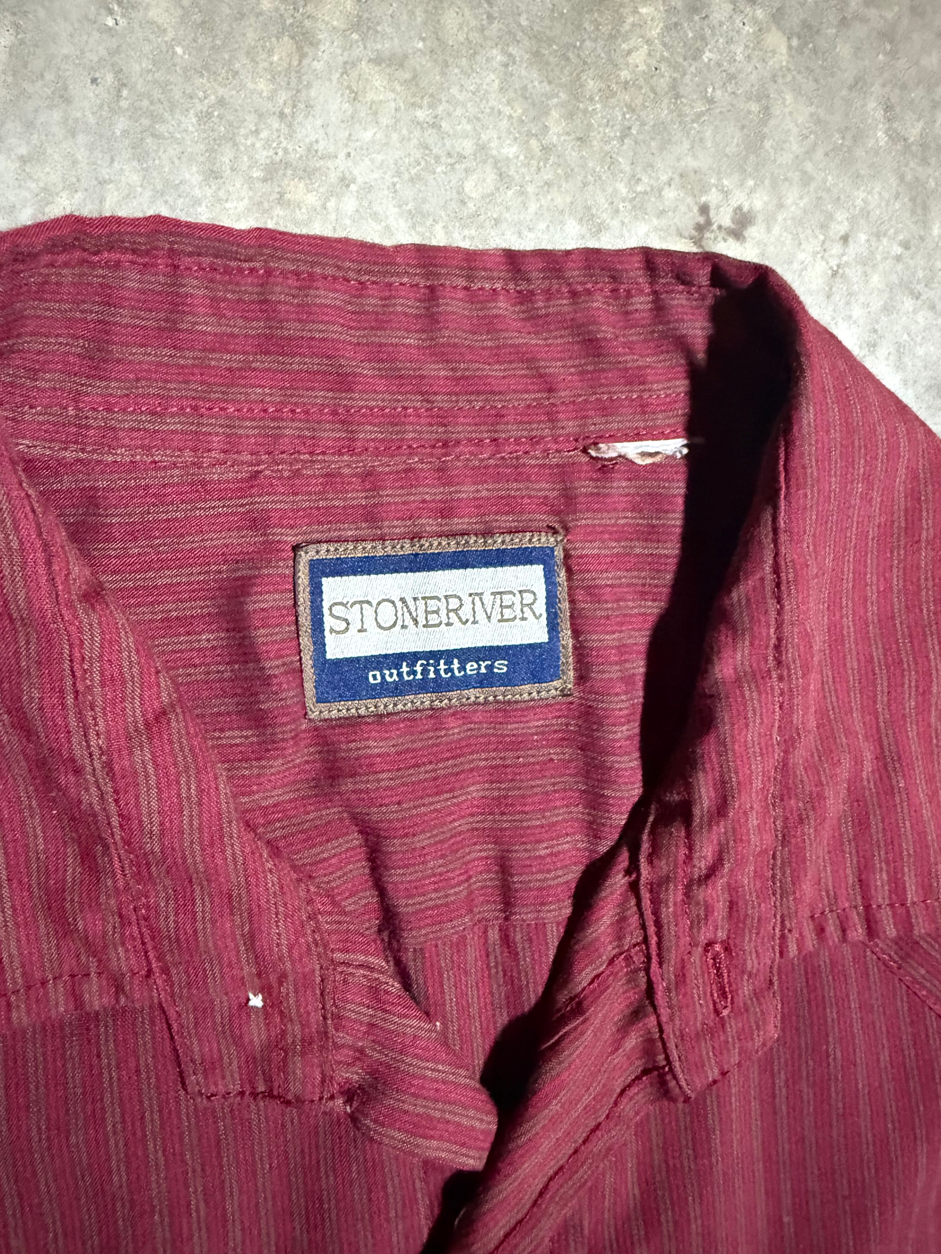 Vintage Stone River Pearl Snap Short Sleeve Shirt (XL)