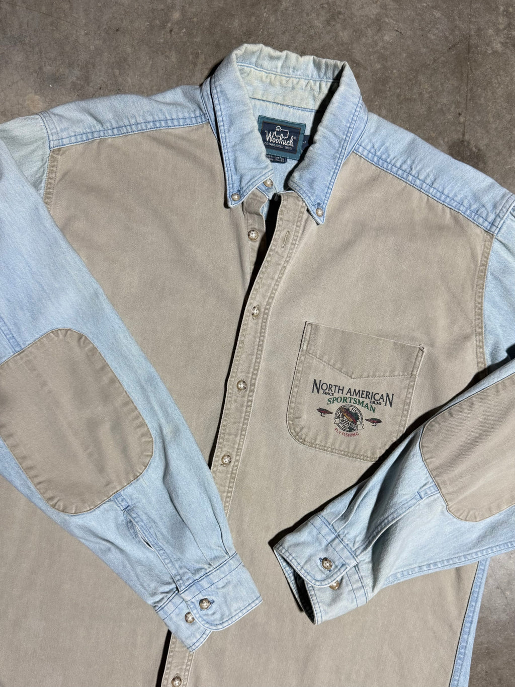 Vintage Woolrich Sportsman Denim Button Down Shirt (L)