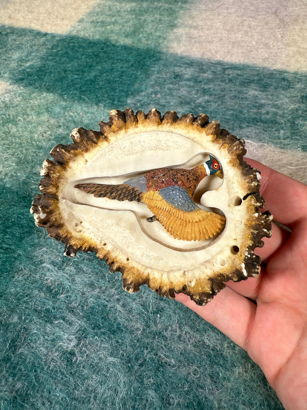 Vintage 3D Pheasant Antler Belt Buckle