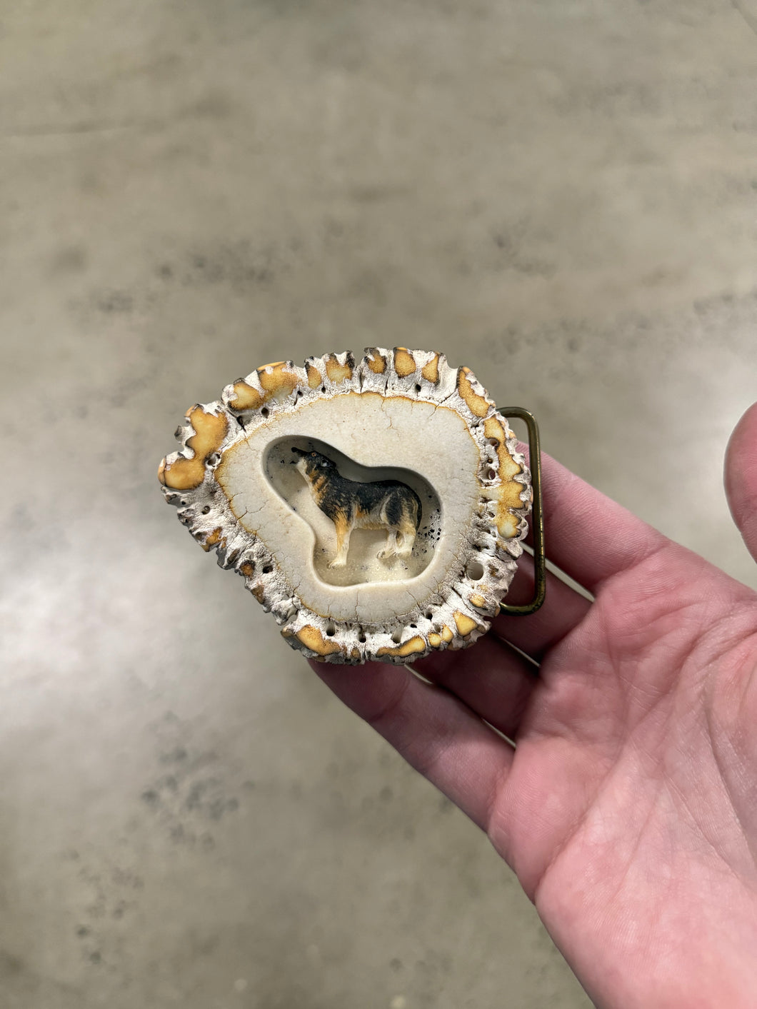 Vintage Wooden Wolf Belt Buckle