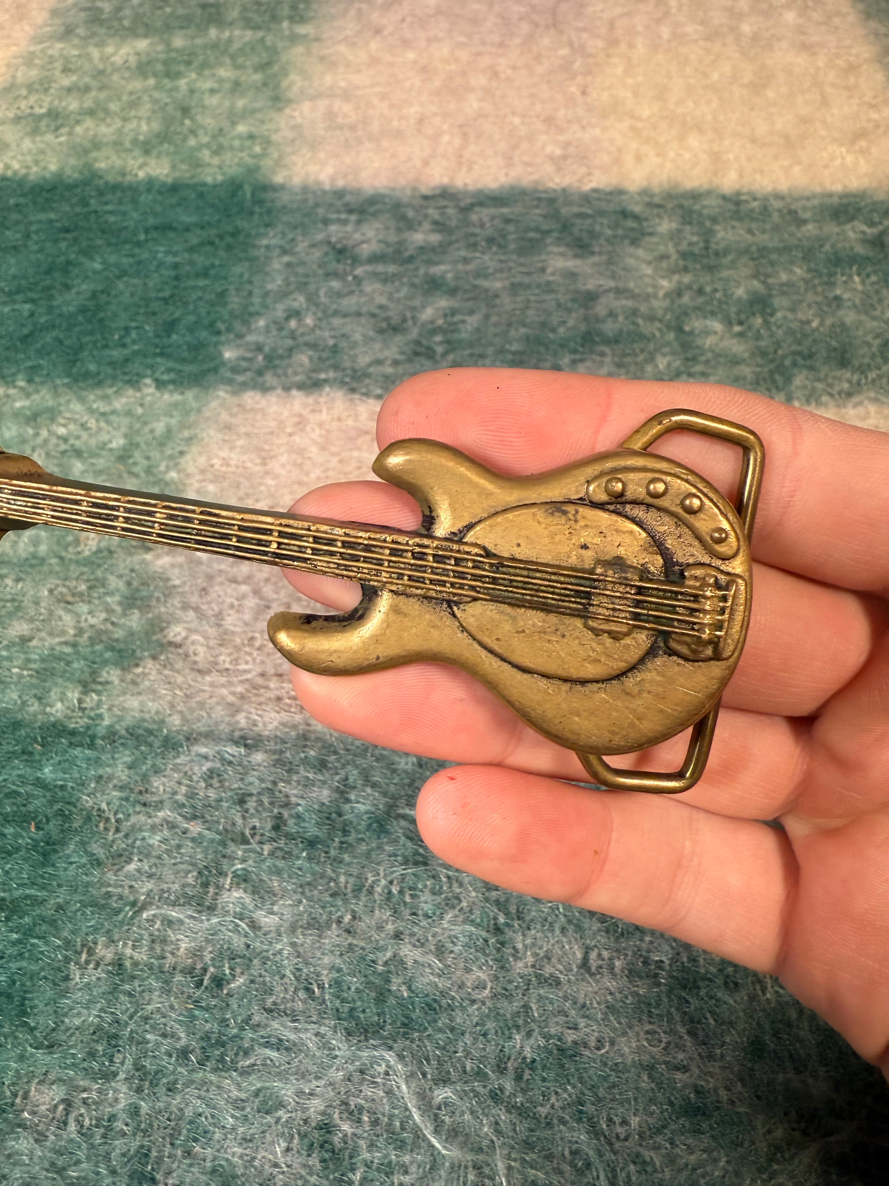 Vintage 1978 Brass Guitar Belt Buckle
