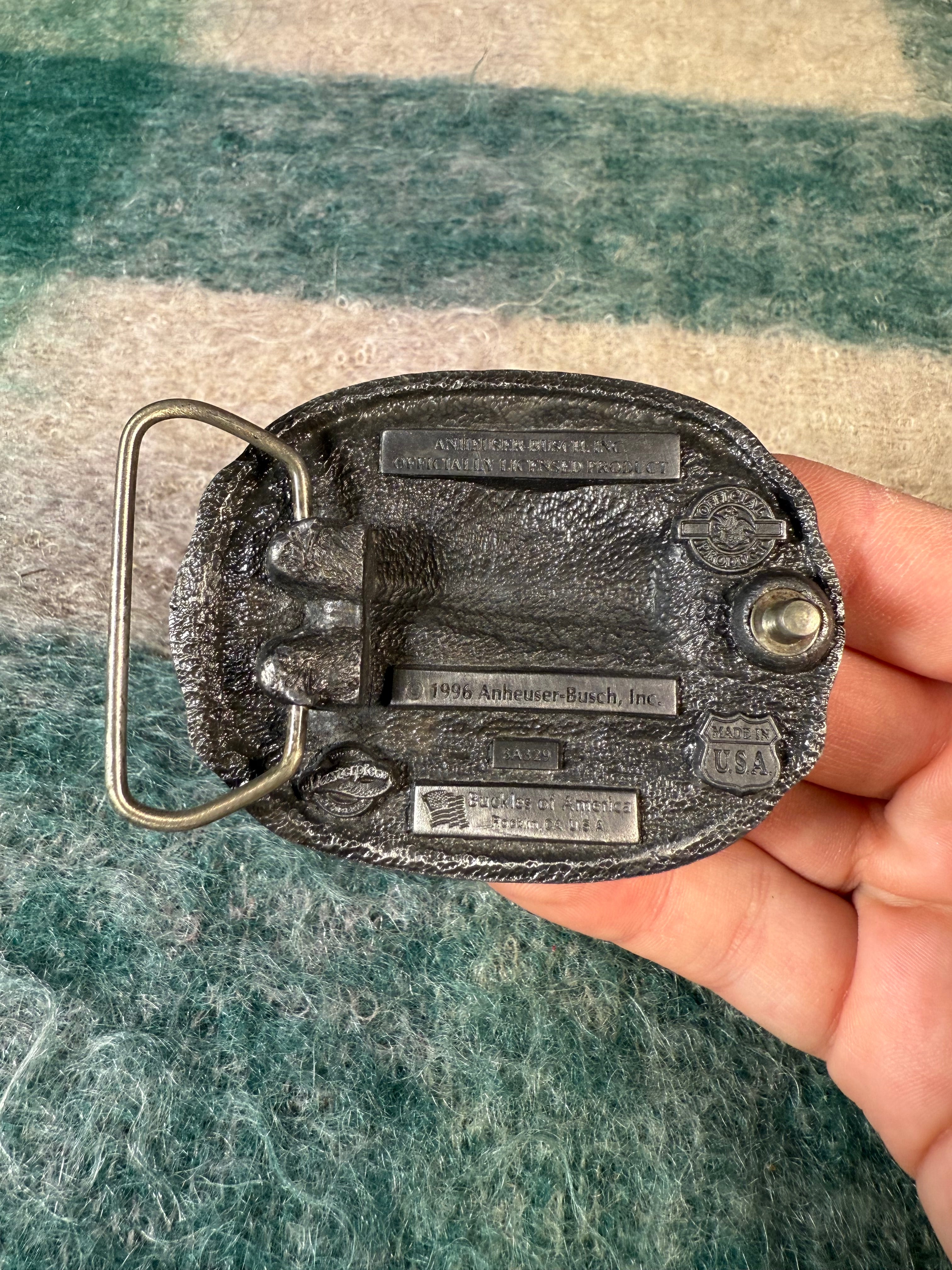 Vintage Budweiser Frog “This Buds For You” Belt Buckle
