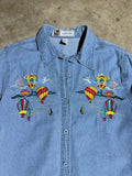 Vintage Hot Air Balloon Embroidered Denim Shirt (WS)