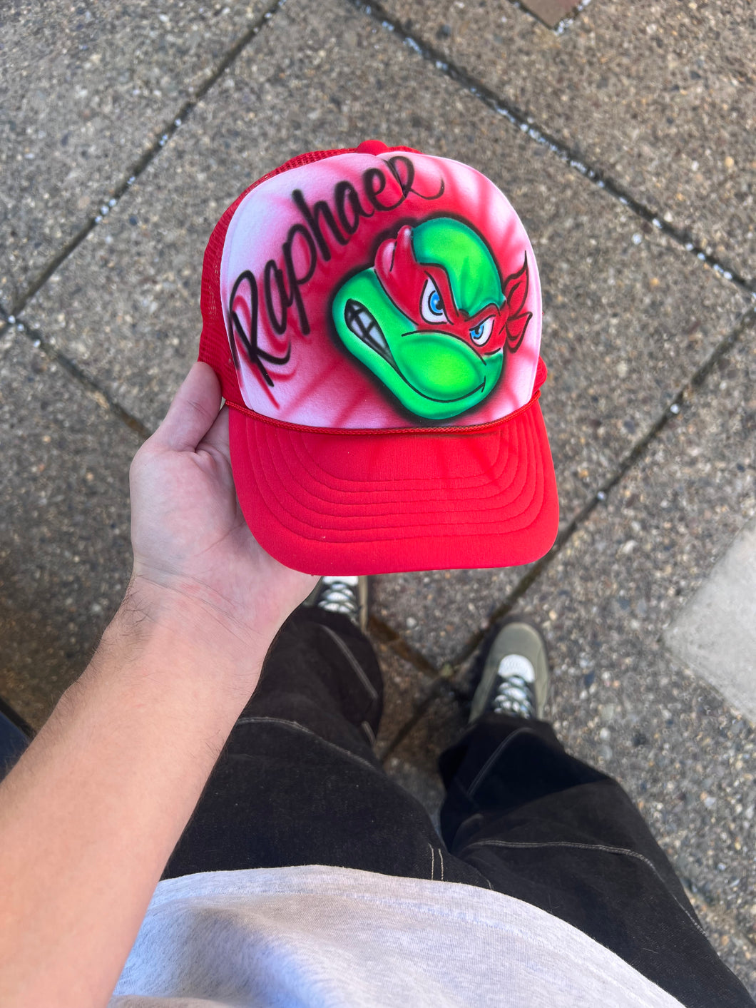 Raphael Ninja Turtle Airbrushed Trucker Hat