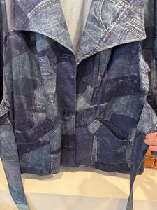 True Vintage Patchwork Print Womens Jean Overcoat (WXL)