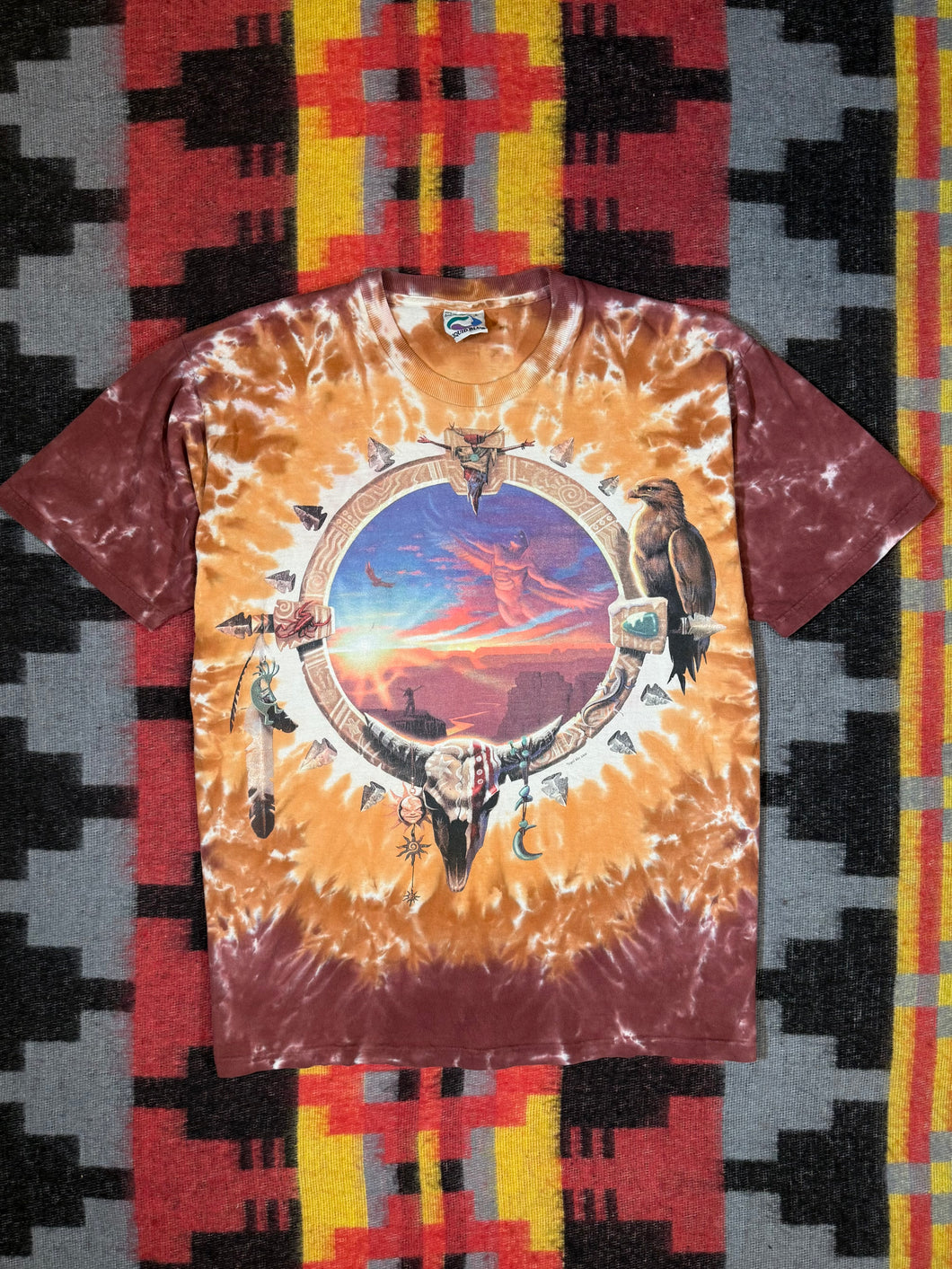 Vintage 2000 Liquid Blue Native American Tie Dye Shirt (L)