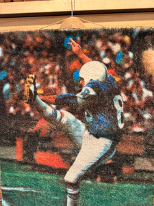 Vintage 70s Sears Football Player Picture Rug
