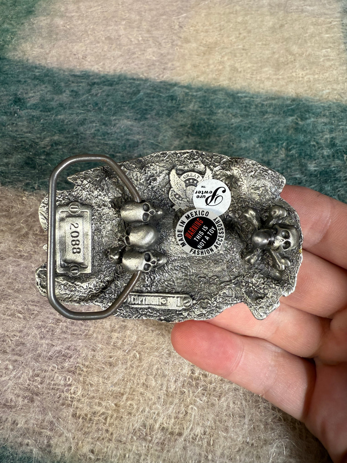 Vintage Winged Skull Flaming Belt Buckle