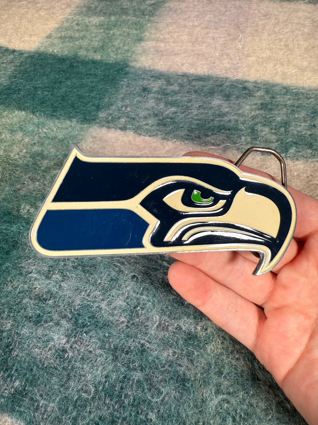 Vintage 2000s Seattle Seahawks Big Logo Belt Buckle