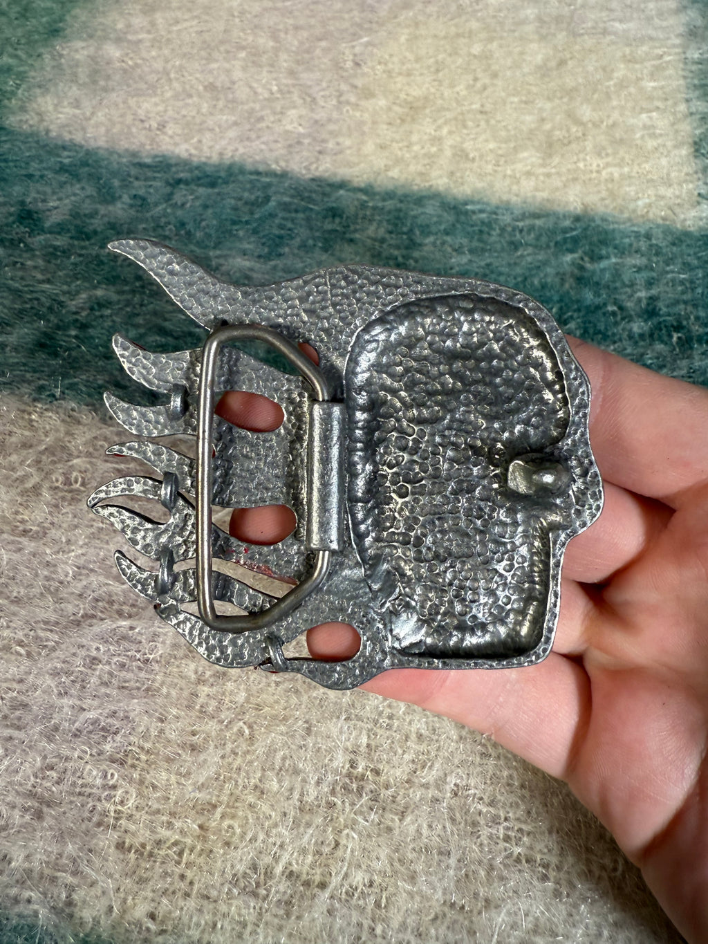 Vintage Flaming Skull Belt Buckle