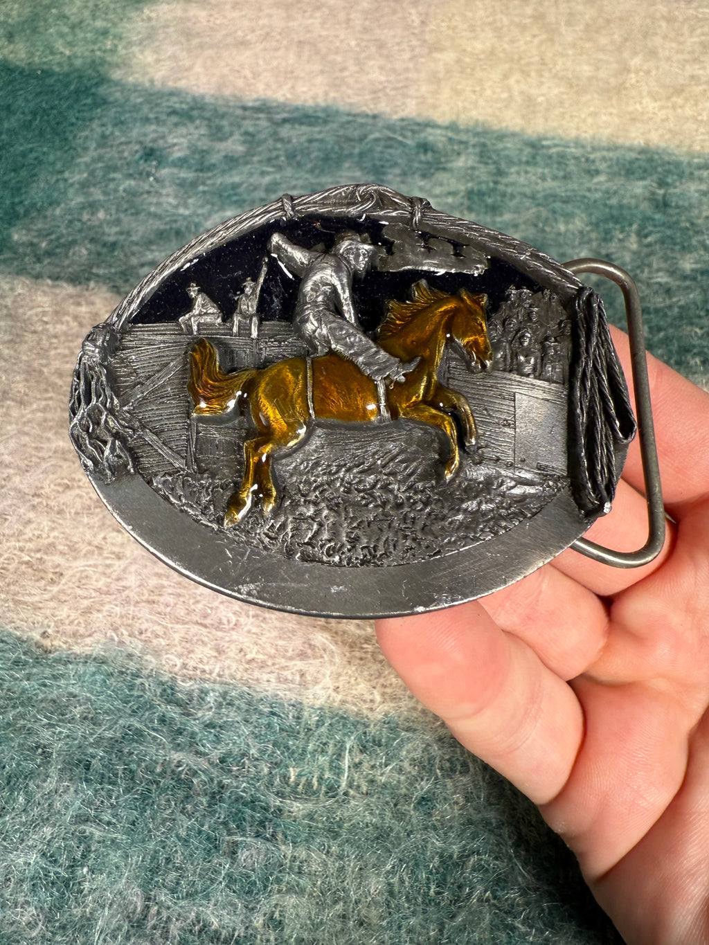Vintage Bucking Bronco Cowboy Belt Buckle