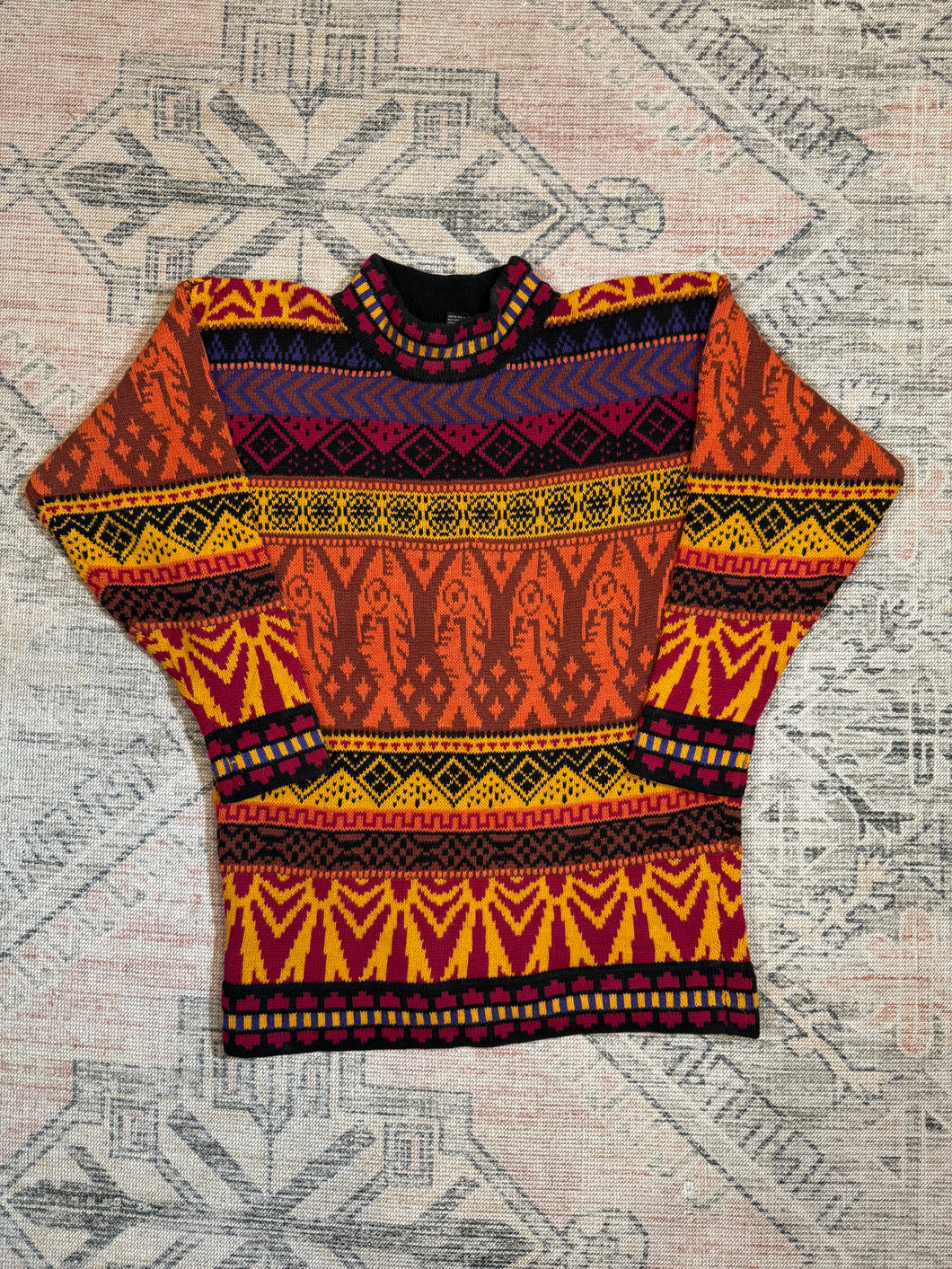 Vintage 80s Pasta Fish Pattern Sweater (WM)