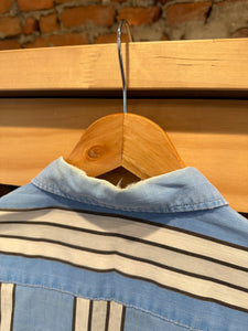 True Vintage Distressed Striped Loop Collar Button Up Shirt (M)