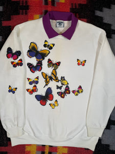 Vintage 90s Butterfly Collared Crewneck (L)