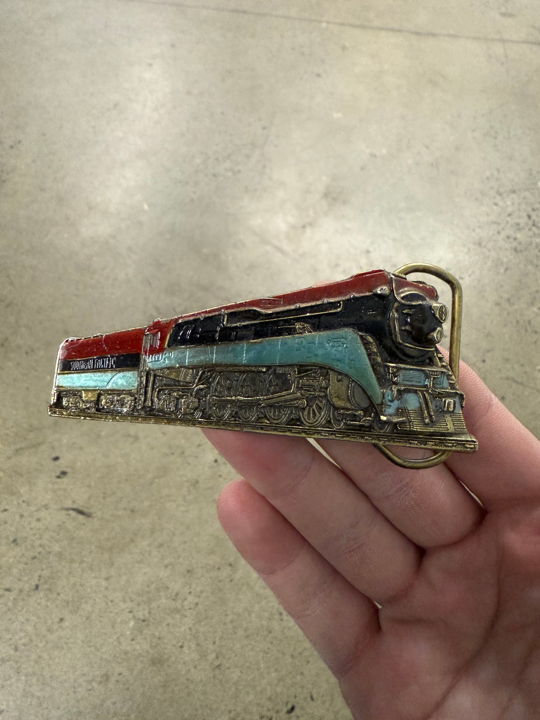 Vintage Long Train Belt Buckle