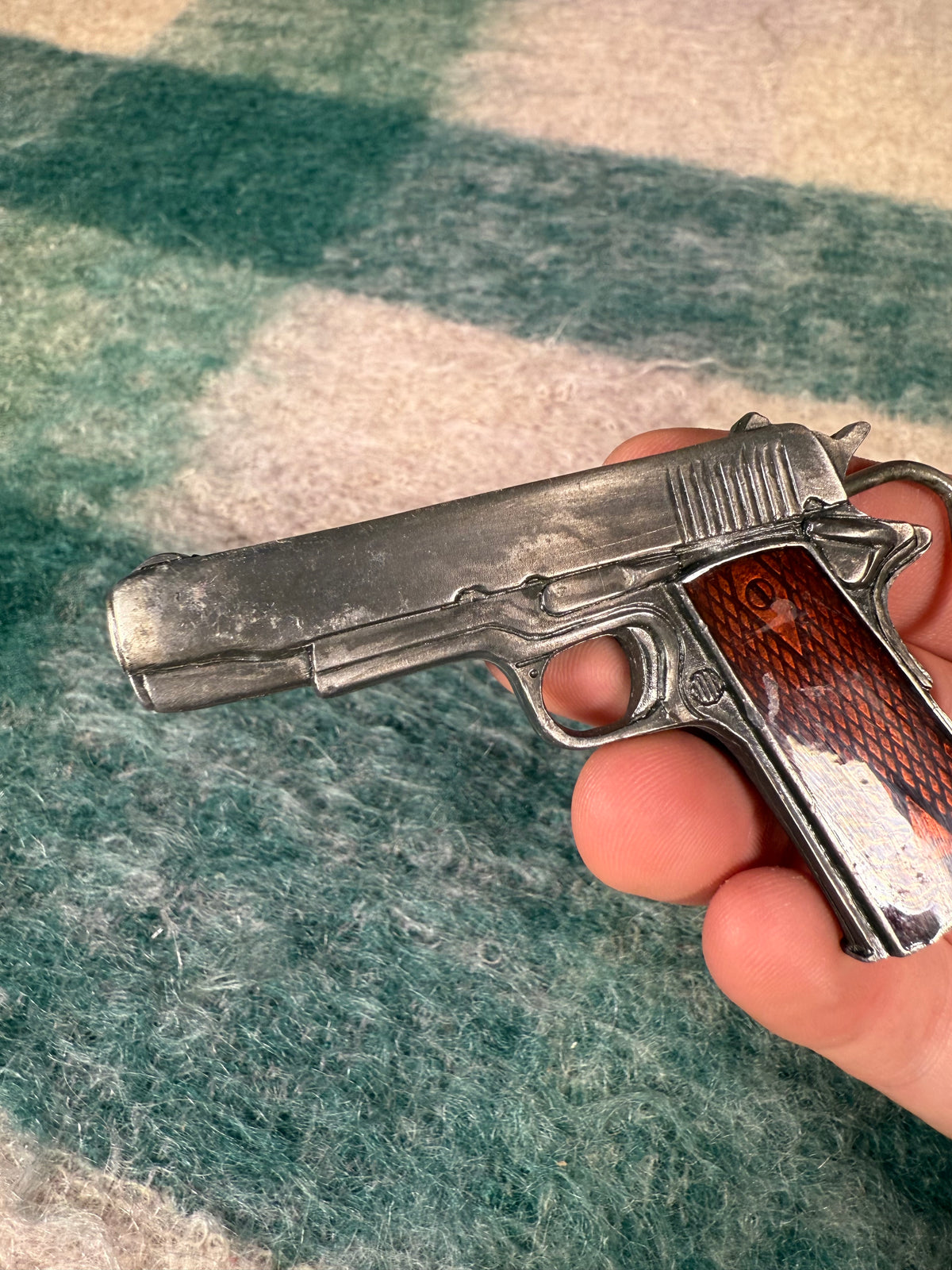 Vintage Brown Handgun Belt Buckle