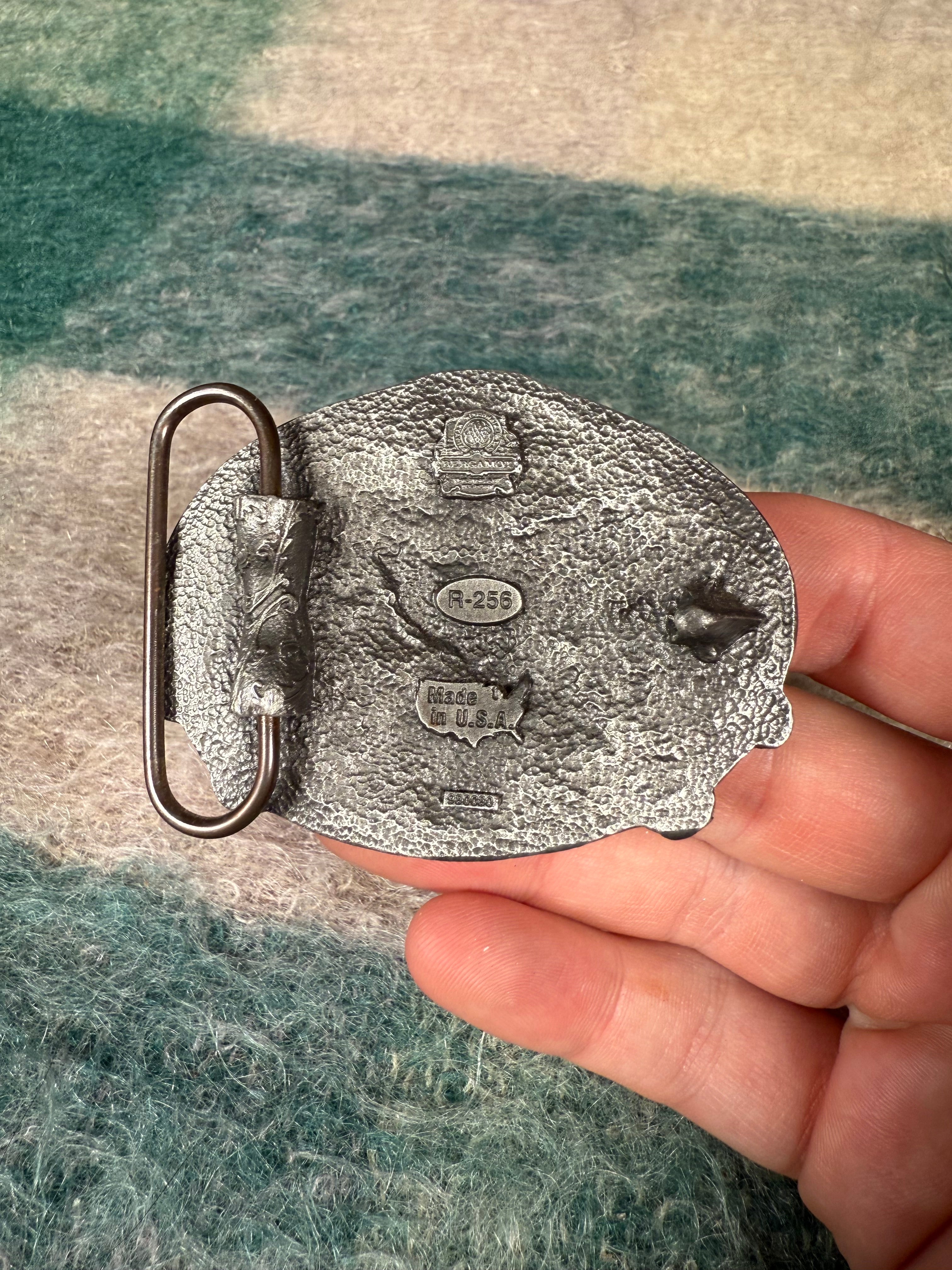 Vintage Black and Silver Eagle Belt Buckle
