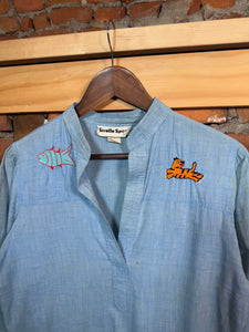 True Vintage Stitched Animal Denim Shirt (Measurements Shown)
