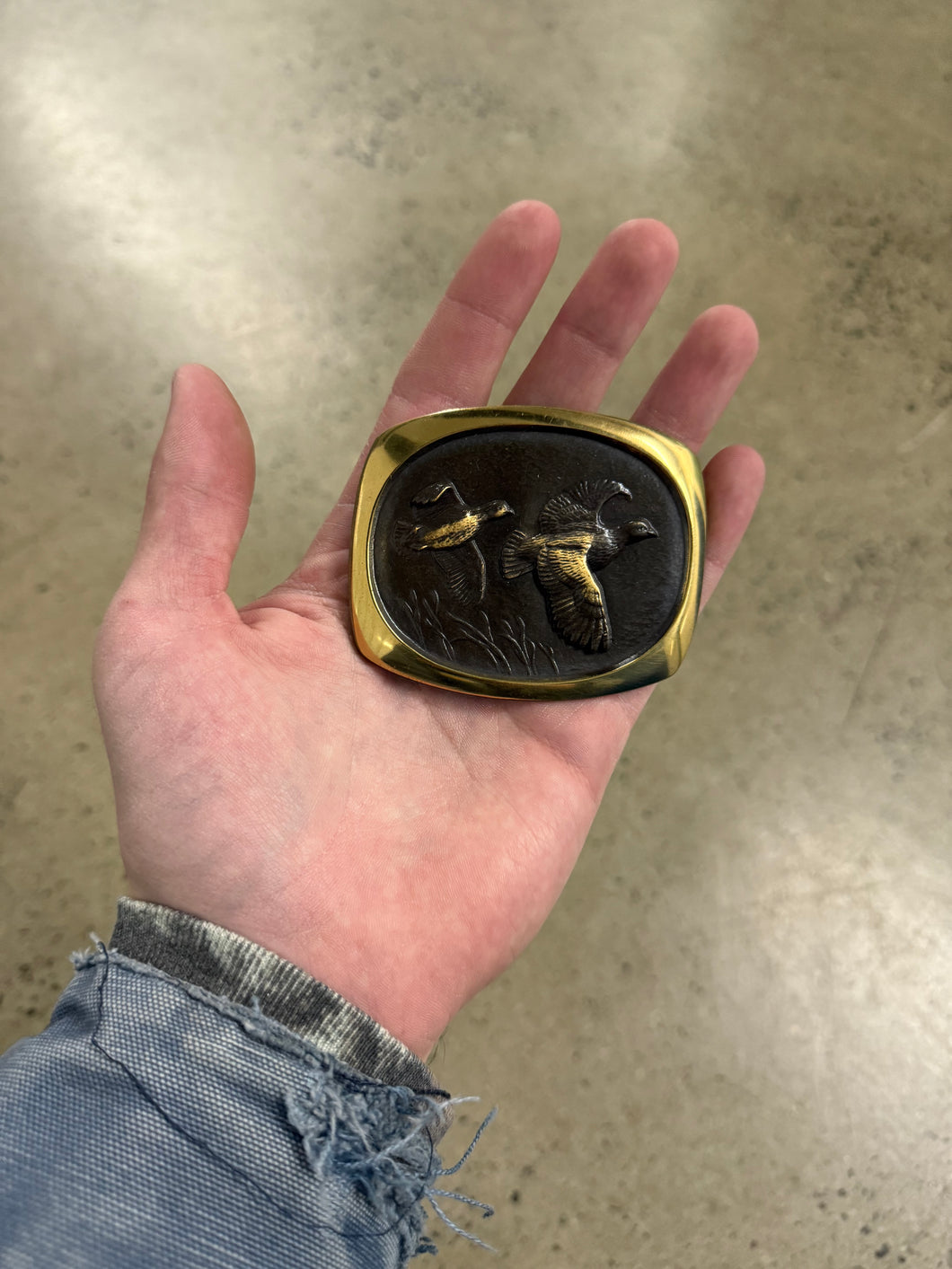 Vintage Bronze Game Bird Belt Buckle