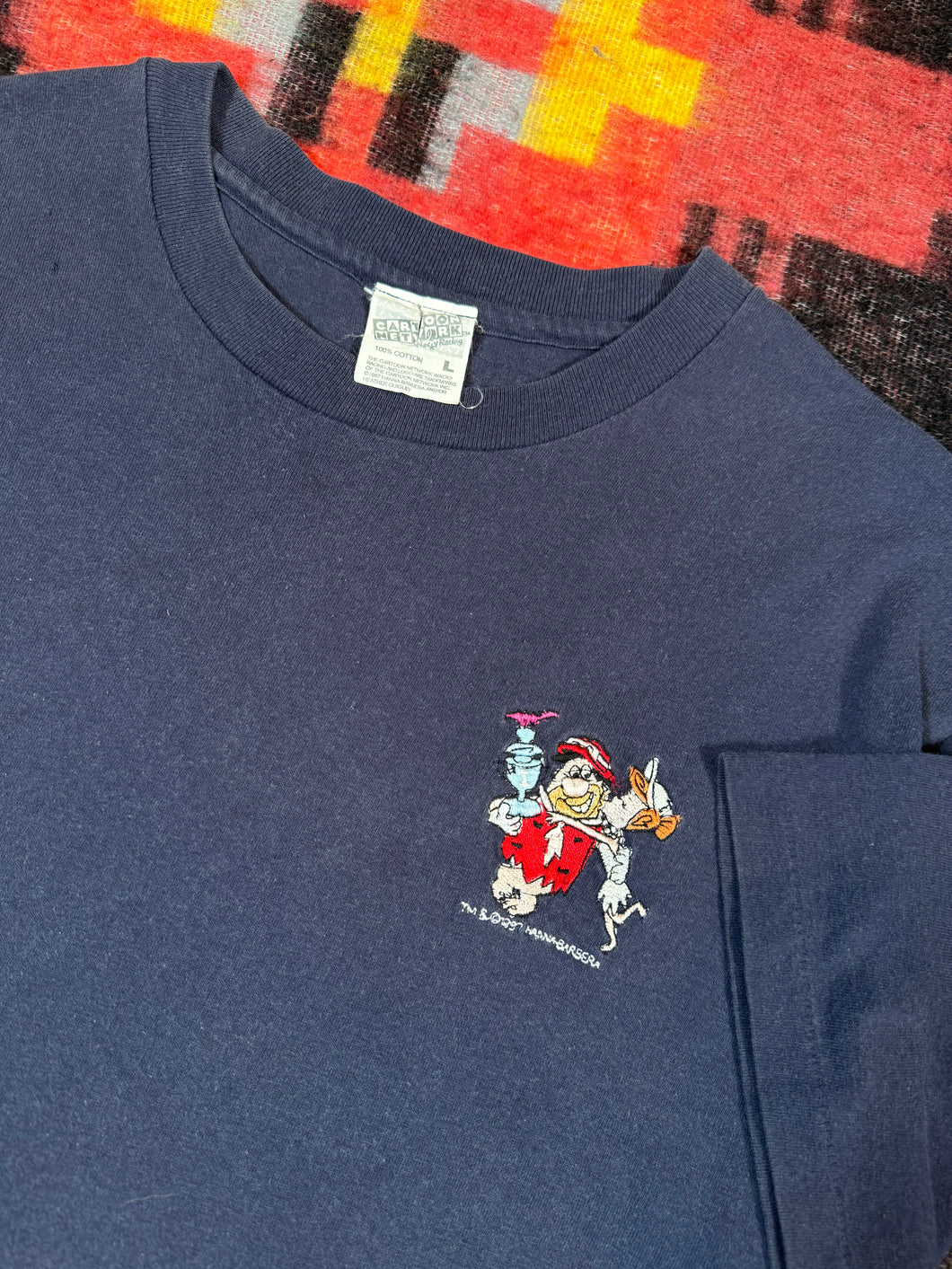 Vintage Flintstones Wacky Racing Embroidered T-Shirt (L)