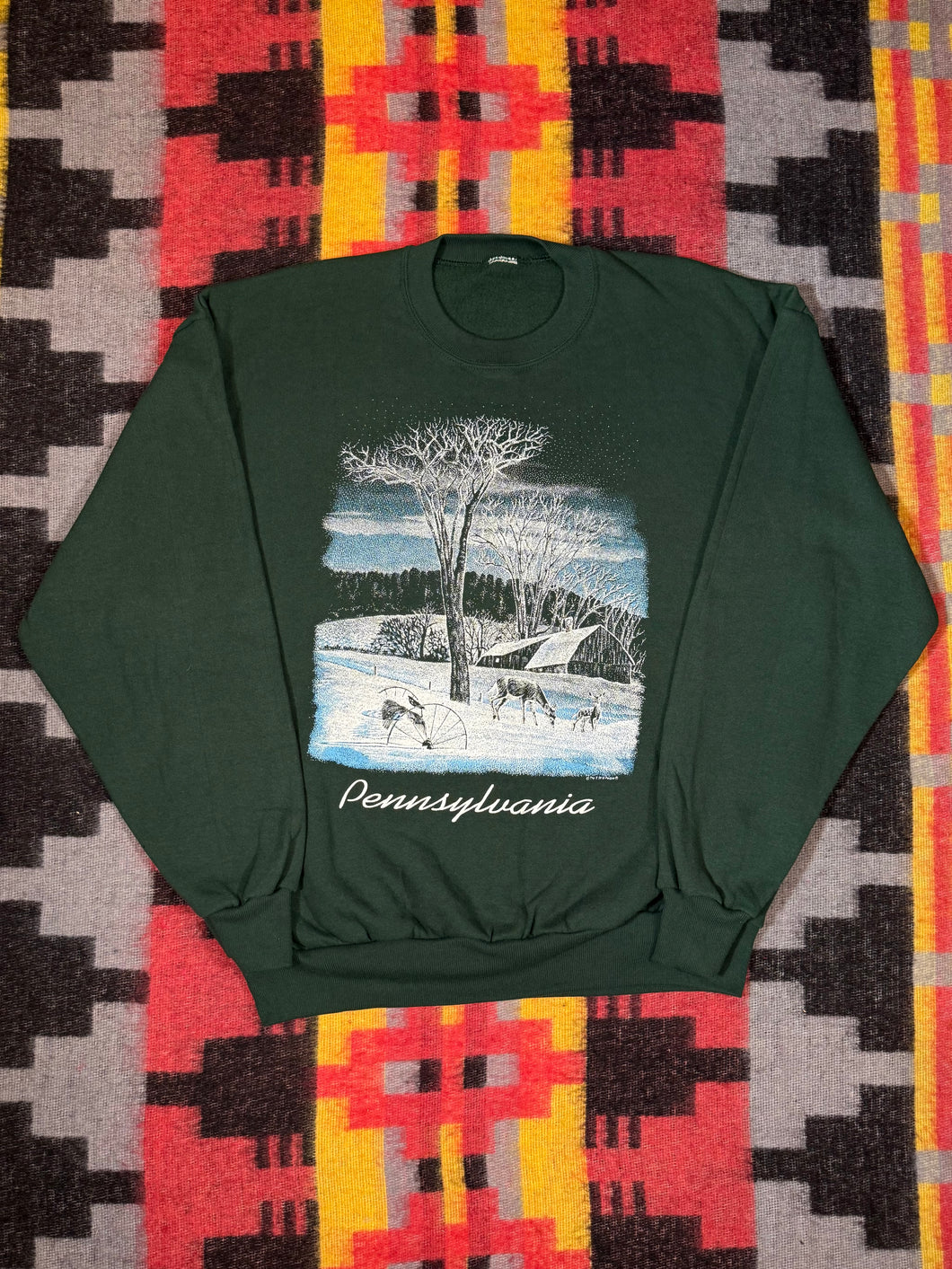 Vintage Pennsylvania Wintertime Green Crewneck (XL)