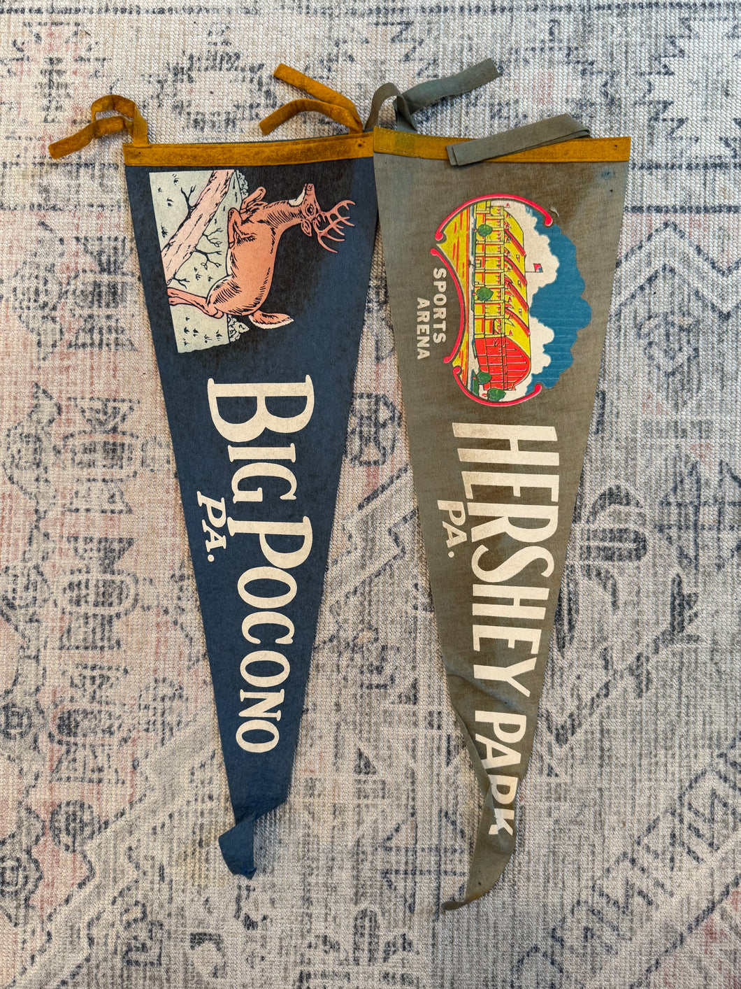 Lot of 2 Vintage Pennants - Hershey Park and Big Pocono