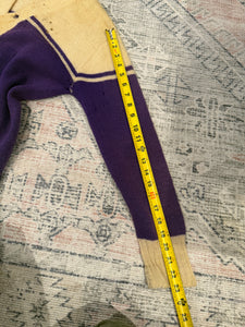 True Vintage Distressed B Letterman Cardigan Sweater (S/M)