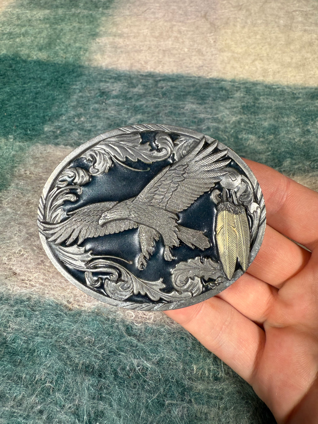 Vintage Eagle with Feather Belt Buckle