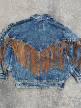 Load image into Gallery viewer, Vintage Women’s Denim Fringe Western Jacket (WS)
