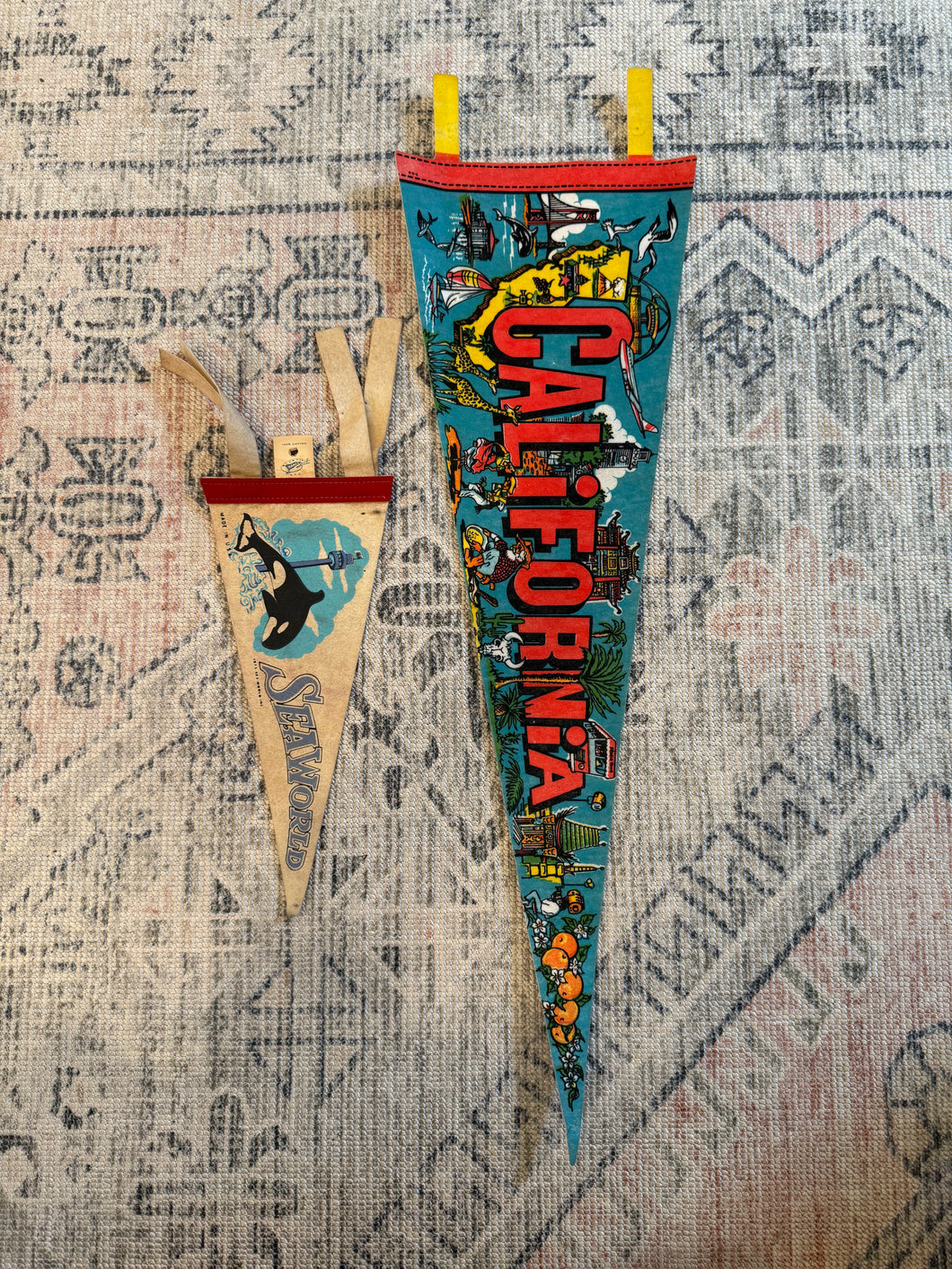 Lot of 2 Vintage Pennants - California and Sea World