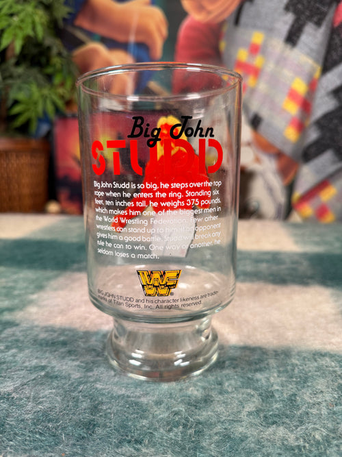 Vintage 1985 WWF Big John Studd Glass